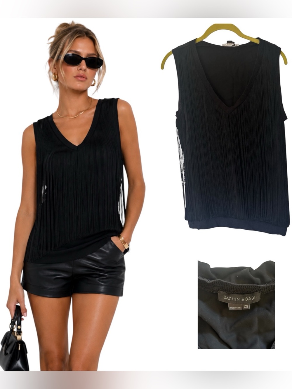 Sachin & Babi Fringe Sleeveless Top
